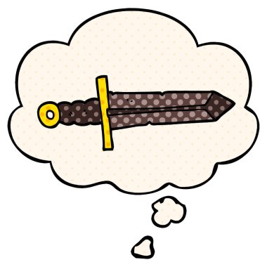 çizgi film kılıç ve çizgi roman tarzında düşünce balonu