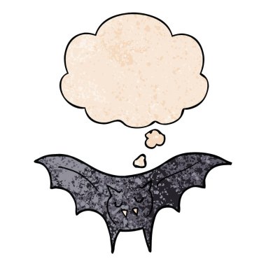 karikatür vampir yarasa ve grunge doku desen düşünce balonu