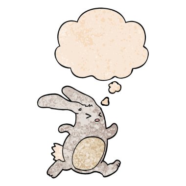 karikatür tavşan ve grunge doku desen stil düşünce balonu