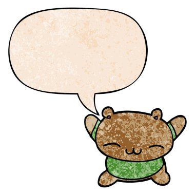 retro doku tarzında karikatür atlama ayı ve konuşma balonu