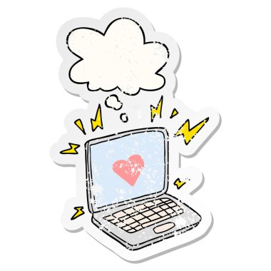 internet dating karikatür ve sıkıntılı bir yıpranmış olarak kabarcık düşünce