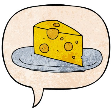 retro doku tarzında karikatür peynir ve konuşma balonu