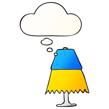karikatür masa lambası ve pürüzsüz degrade tarzında düşünce balonu