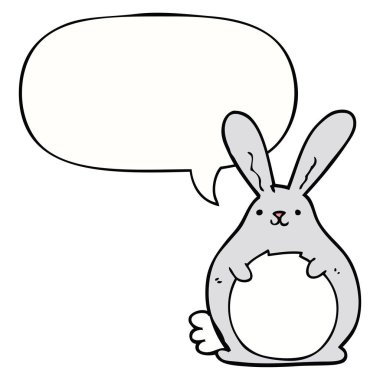 karikatür tavşan ve konuşma balonu