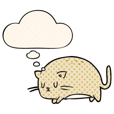 sevimli karikatür kedi ve çizgi roman tarzında kabarcık düşünce