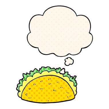 çizgi film taco ve çizgi roman tarzında düşünce balonu