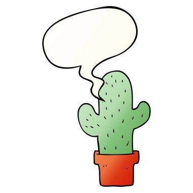 düzgün degrade tarzında karikatür kaktüs ve konuşma balonu