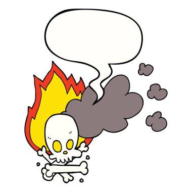 karikatür ürkütücü yanan kemikler ve konuşma balonu