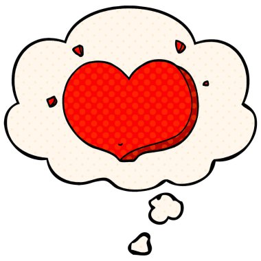 çizgi roman tarzında çizgi film aşk kalp ve düşünce balonu
