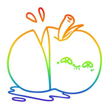 gökkuşağı degrade çizgi çizim karikatür dilimlenmiş elma