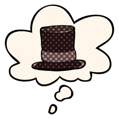 çizgi film üst şapka ve çizgi roman tarzında düşünce balonu