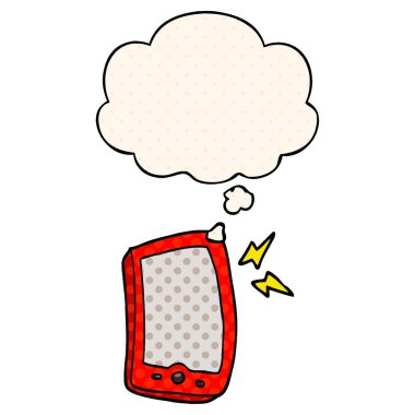 çizgi film cep telefonu ve çizgi roman tarzında düşünce balonu