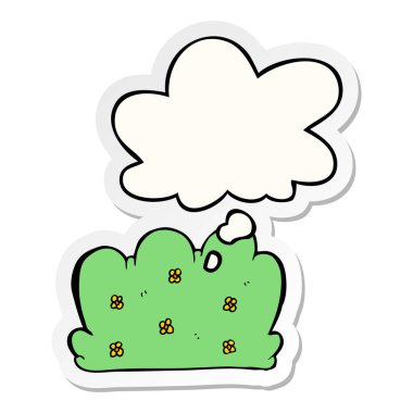 karikatür çit ve baskılı bir etiket olarak düşünce balonu