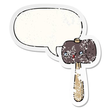 karikatür tokmak ve konuşma balonu sıkıntılı etiket