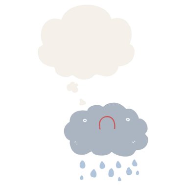 retro tarzında sevimli karikatür bulut ve düşünce balonu