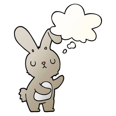 sevimli karikatür tavşan ve pürüzsüz degrade tarzında kabarcık düşünce