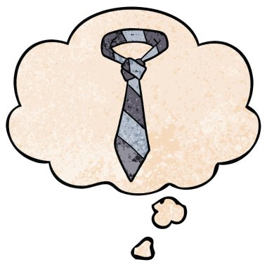 karikatür çizgili kravat ve grunge doku desen düşünce balonu