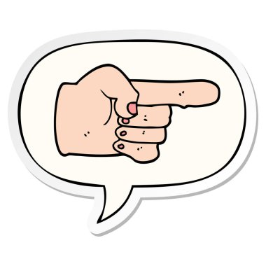 karikatür işaret el ve konuşma balonu etiket