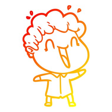 sıcak degrade çizgi çizim karikatür mutlu adam