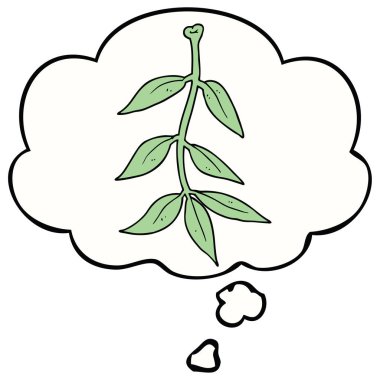 karikatür yaprakları ve düşünce kabarcık