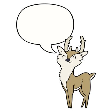 karikatür mutlu geyik ve konuşma balonu
