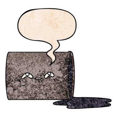 retro doku tarzıkarikatür yağ davul ve konuşma balonu