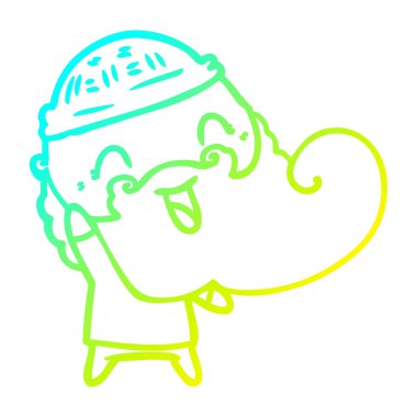 sakal ve kış şapka ile mutlu adam çizim soğuk degrade çizgi