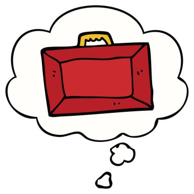 karikatür evrak çantası ve düşünce balonu