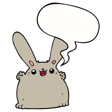 karikatür tavşan ve konuşma balonu