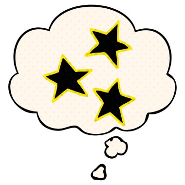 çizgi film yıldızları ve çizgi roman tarzında düşünce balonu