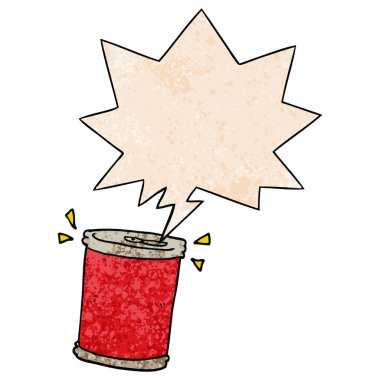 retro doku tarzında karikatür soda ve konuşma balonu olabilir