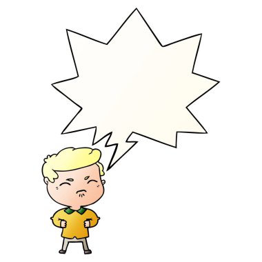 karikatür pürüzsüz degrade tarzında adam ve konuşma balonu rahatsız