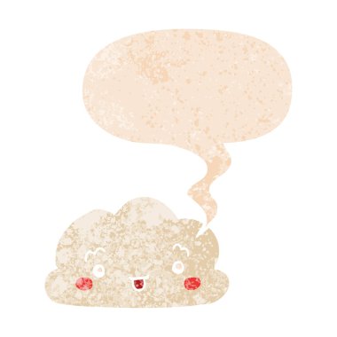 retro dokulu tarzda karikatür bulut ve konuşma balonu