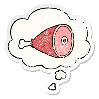 karikatür pişmiş et ve sıkıntılı yıpranmış stic olarak kabarcık düşünce