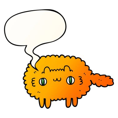 düzgün degrade tarzında karikatür kedi ve konuşma balonu