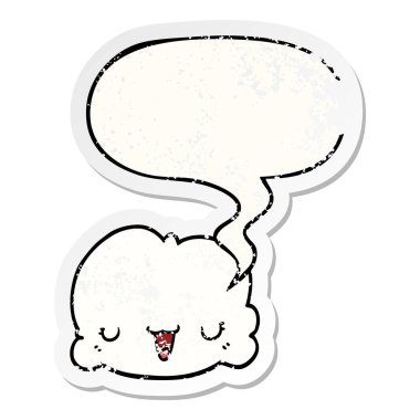 sevimli karikatür bulut ve konuşma balonu sıkıntılı etiket