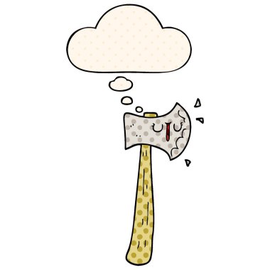 çizgi film baltası ve çizgi roman tarzında düşünce balonu