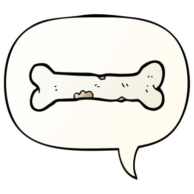 düzgün degrade tarzında karikatür kemik ve konuşma balonu