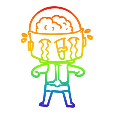 gökkuşağı gradyan çizgi çizim karikatür ağlayan robot