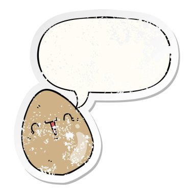 karikatür yumurta ve konuşma balonu sıkıntılı etiket