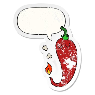 karikatür sıcak biber ve konuşma balonu sıkıntılı etiket