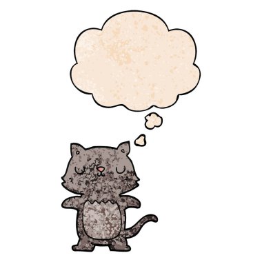 karikatür kedi ve grunge doku desen tarzında düşünce balonu
