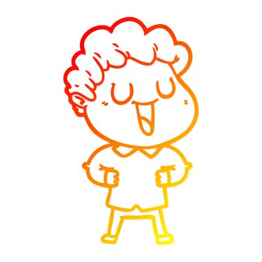 sıcak degrade çizgi çizim gülen karikatür adam