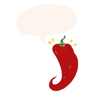 retro tarzıkarikatür biber ve konuşma balonu