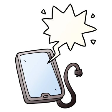 düzgün degrade sty karikatür bilgisayar tablet ve konuşma balonu