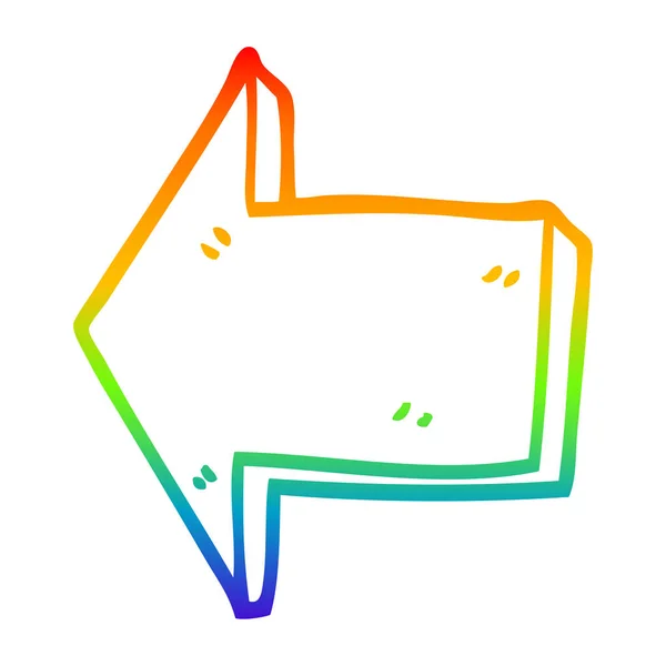 Rainbow gradient line drawing cartoon directing arrow — Stock Vector