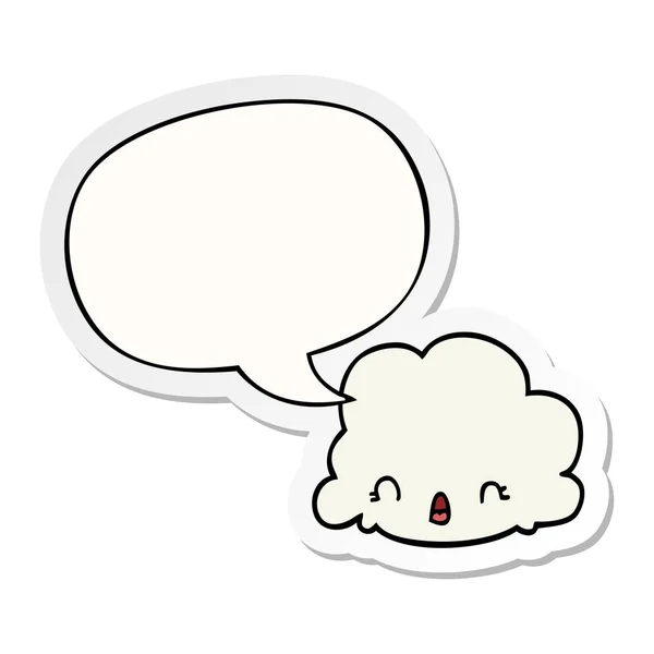 Cartoon cloud and speech bubble sticker — Stock Vector
