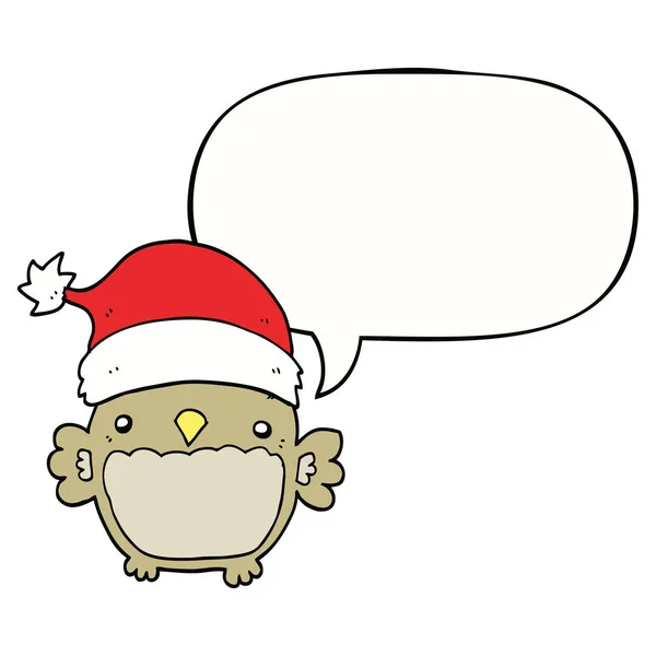 可爱的圣诞猫头鹰和演讲泡泡 — 图库矢量图片