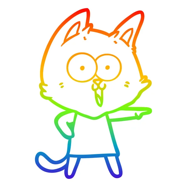 Duhové přechodové čáry kreslení legrační Kreslená kočka — Stockový vektor