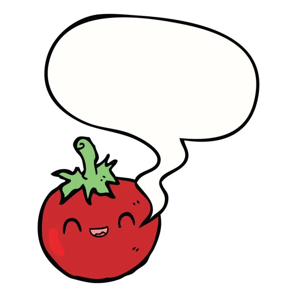 Söt tecknad tomat och pratbubbla — Stock vektor